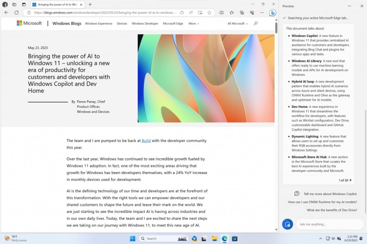Windows accoglie l'intelligenza artificiale